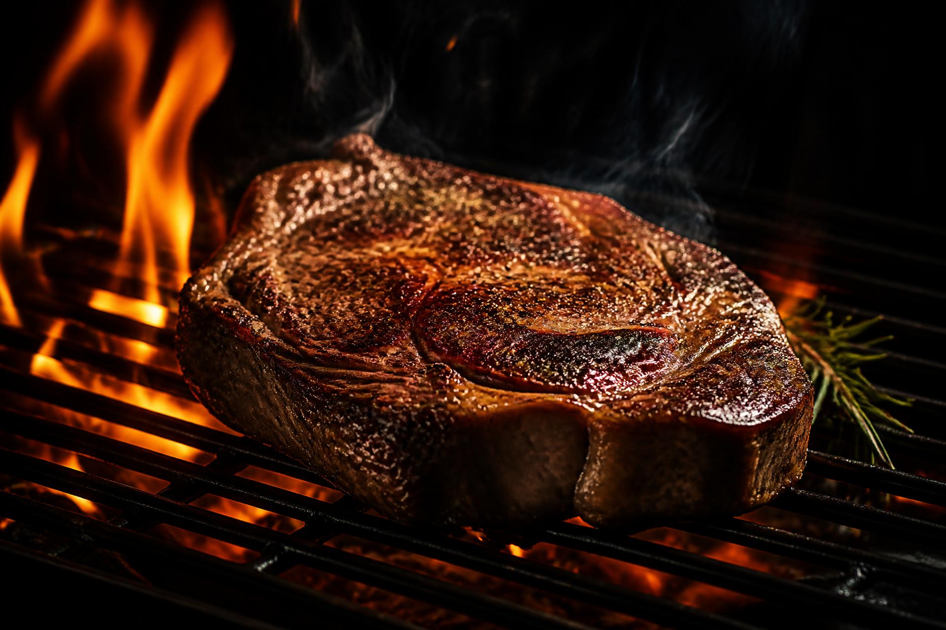 Prime steak seared over flames at Sultan's Steakhouse
